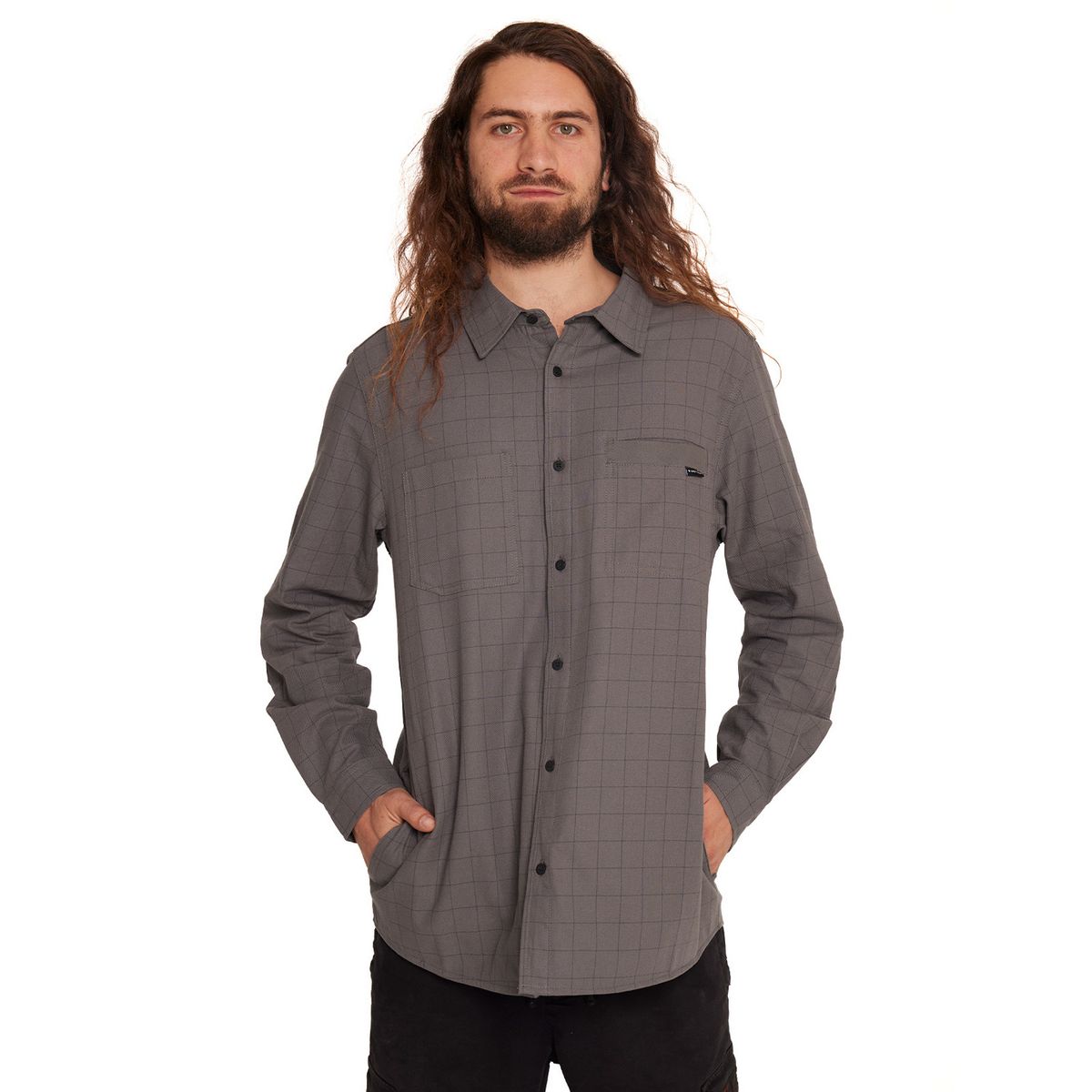 BURTON - Camisa Manga Larga Hombre Gris BURTON