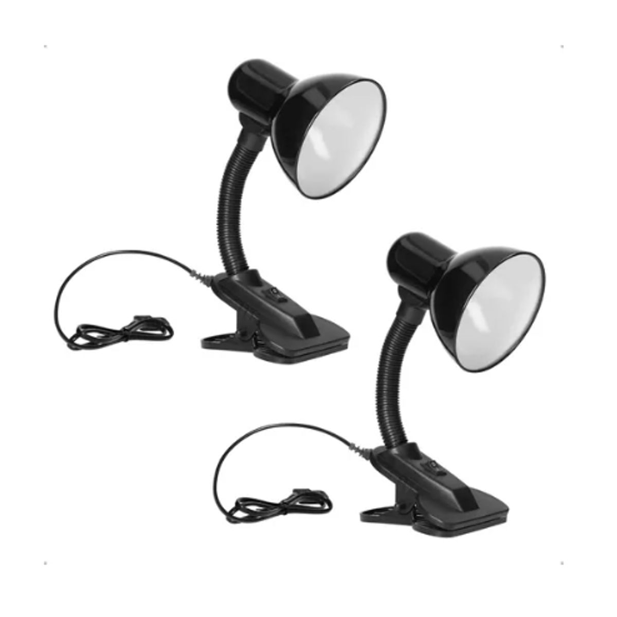GENERICO - Set Lampara Flexible De Pinza Para Escritorio Velador Negro