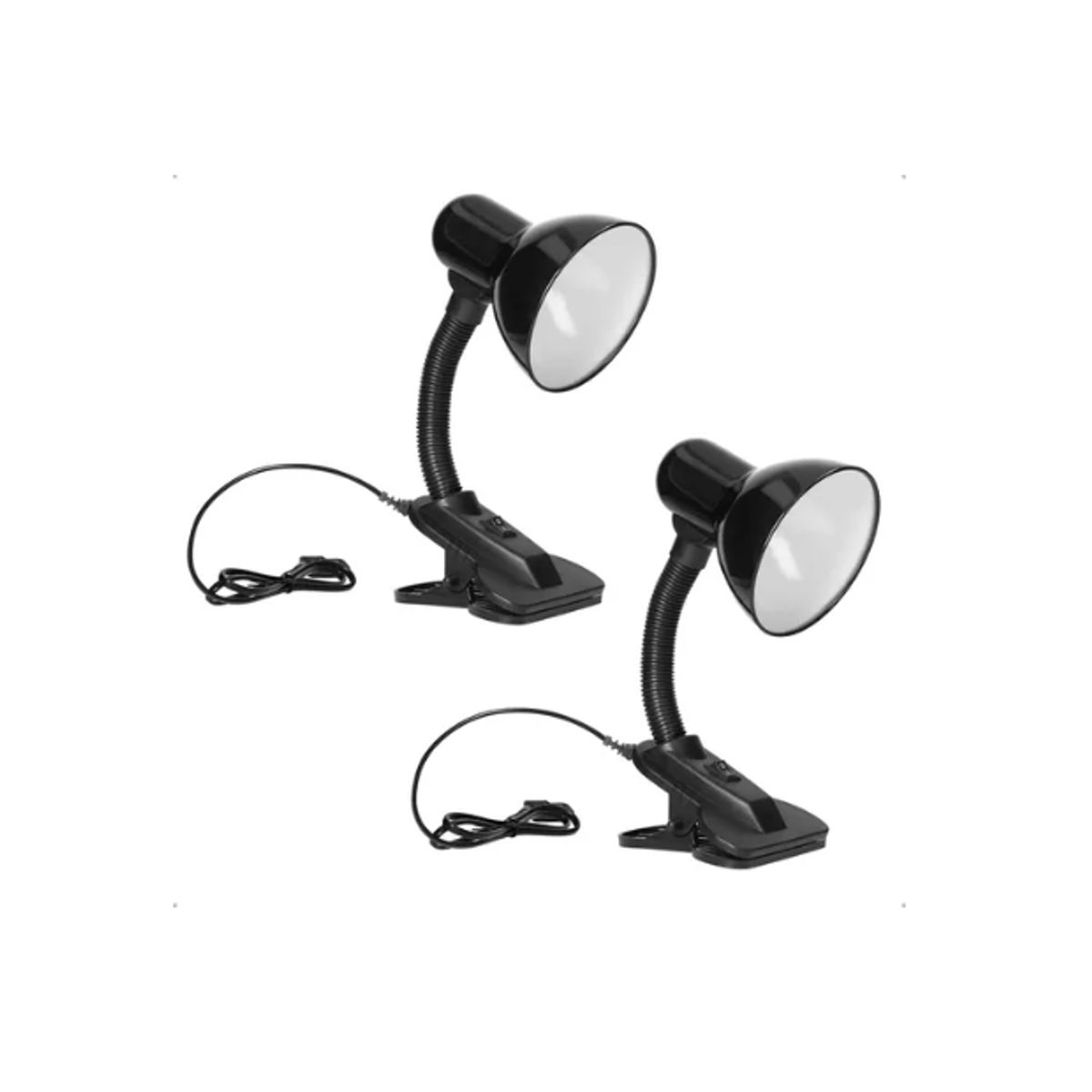 GENERICO - Set Lampara Flexible De Pinza Para Escritorio Velador Negro
