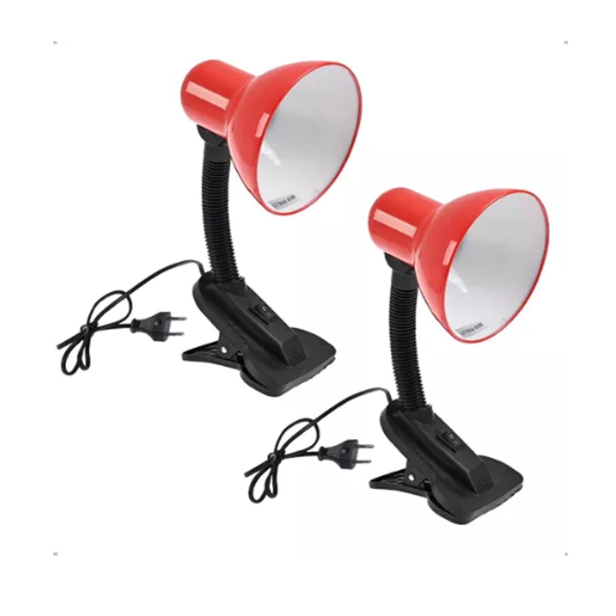 GENERICO - Set Lampara Flexible De Pinza Para Escritorio Velador Rojo