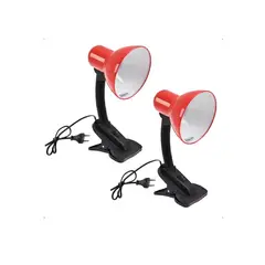 GENERICO - Set Lampara Flexible De Pinza Para Escritorio Velador Rojo