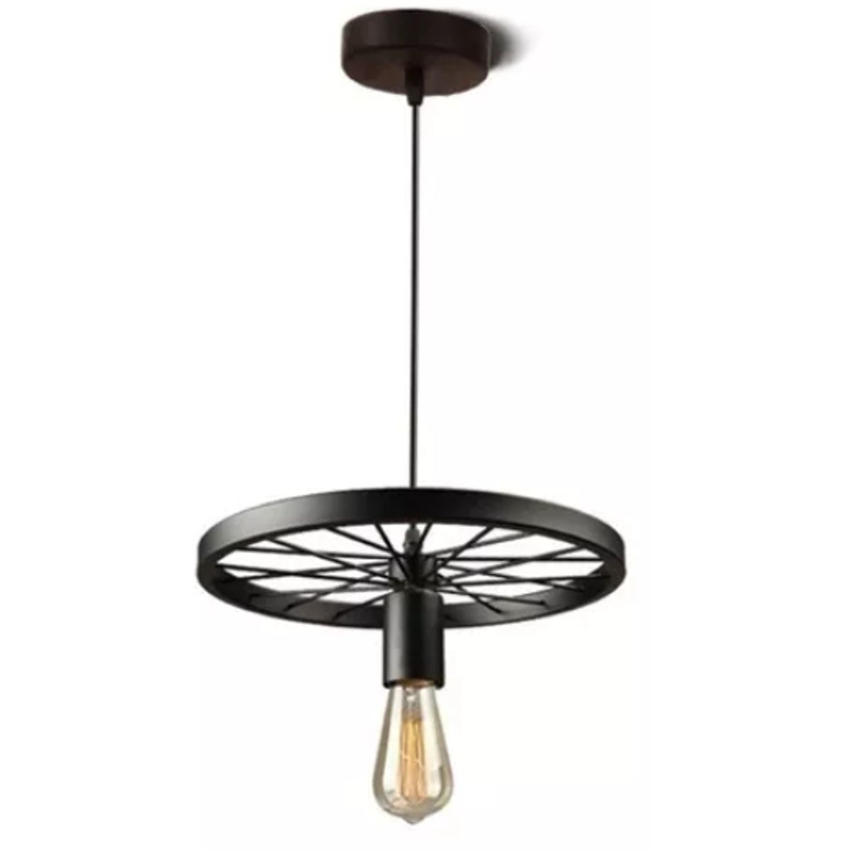 GENERICO - Lampara Colgante Rueda De Fierro Techo Negra Vintage