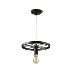 GENERICO - Lampara Colgante Rueda De Fierro Techo Negra Vintage