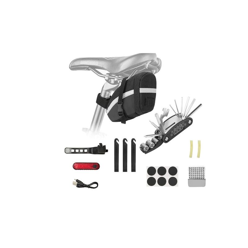 GENERICO - Kit De Herramientas Para Bicicleta Bolso Sillín -Negro