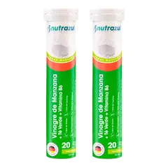 NUTRAZUL - Vinagre de Manzana 1000 mg + Té Verde + Vitamina B6 - Pack 2 unidades