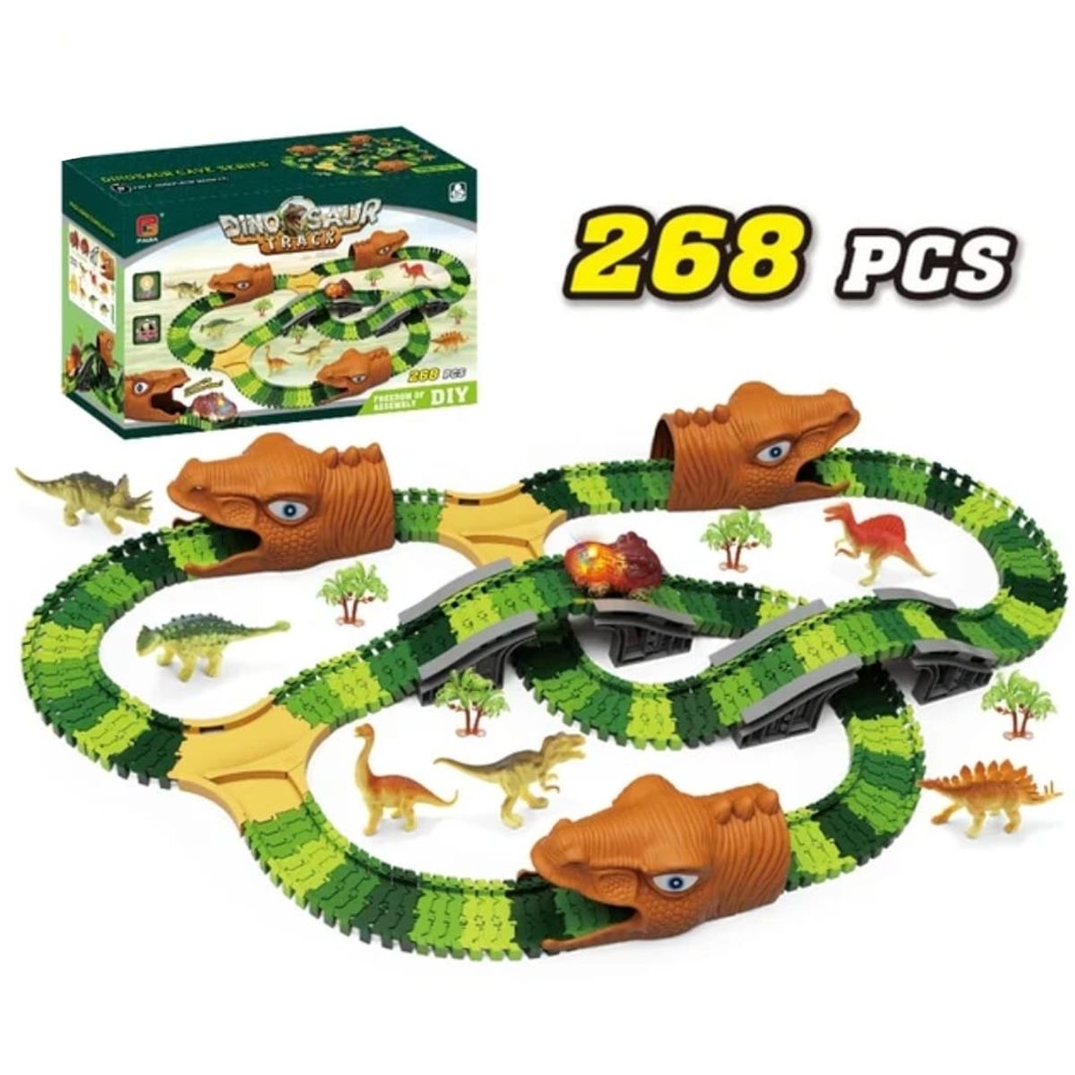 GENERICO - Pista Dinosaurio 268 Piezas Jurassic Track Luces