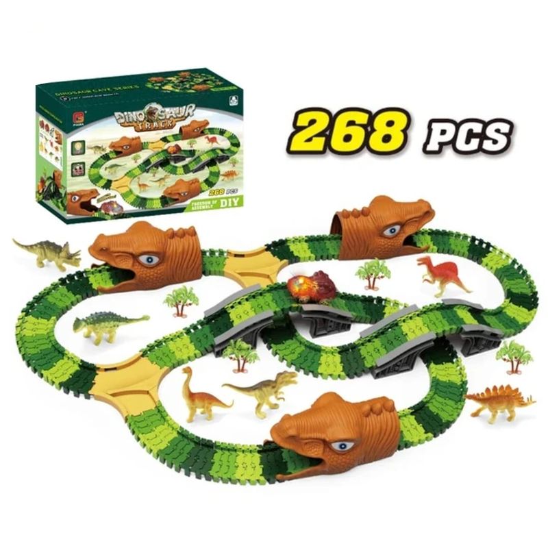 GENERICO - Pista Dinosaurio 268 Piezas Jurassic Track Luces