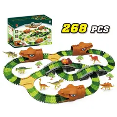 GENERICO - Pista Dinosaurio 268 Piezas Jurassic Track Luces