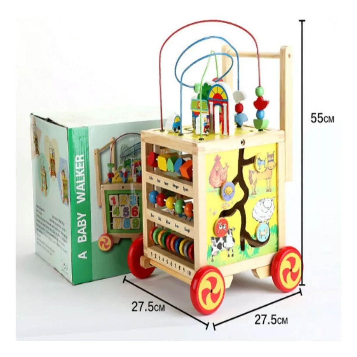 MUNDO MAGIA - Correpasillo Andador De Madera Didáctico Tonos Pastel