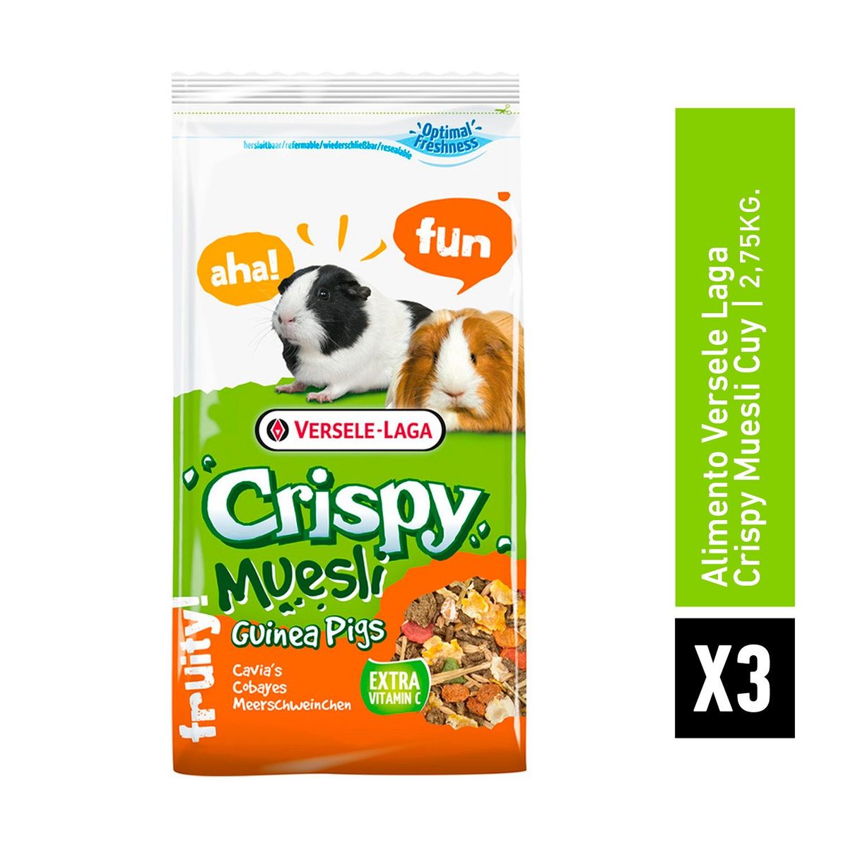 GENERICO - Pack X3 Alimento Versele Laga Crispy Muesli Cuy 400 gr