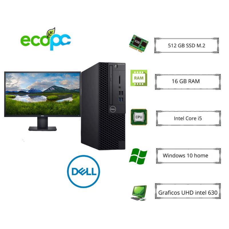 DELL - MicroPC 3060M I5-8400T 1,70 GHz /16 GB / 512 SSD / WIFI /Monitor E2420HS