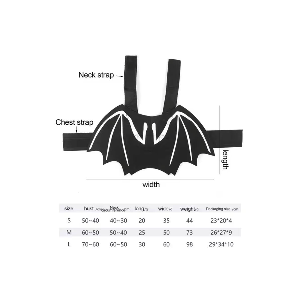 GENERICO - Disfraz Alas De Murciélago Para Gatosperros Halloween S