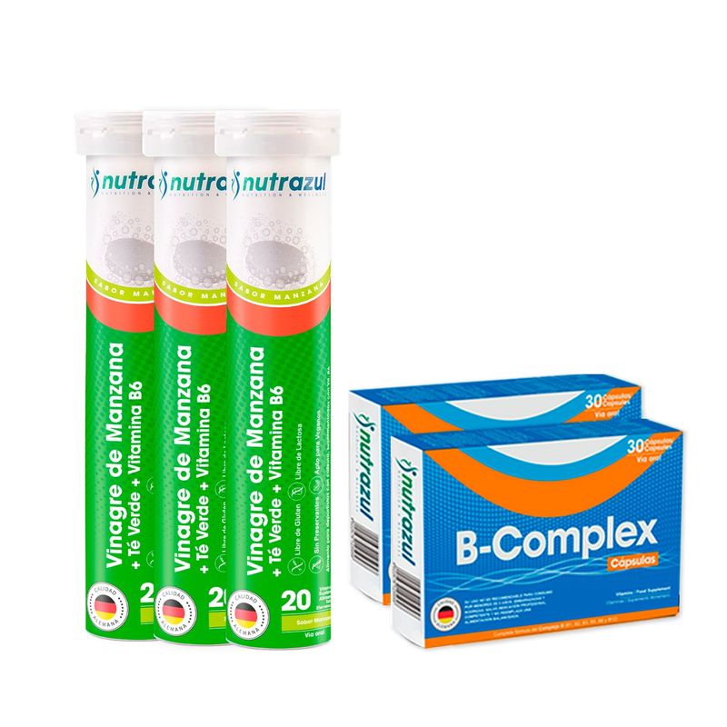 NUTRAZUL - Vinagre de Manzana - Té Verde +  B-Complex Cápsulas  (Pack 5 u.)