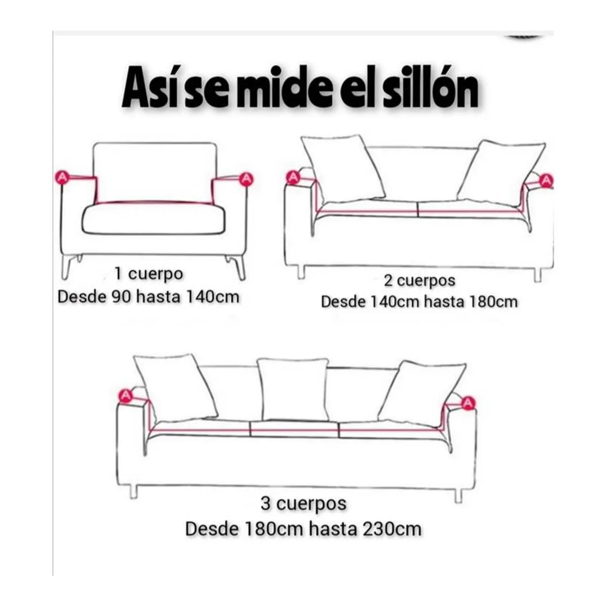 GENERICO - funda para sofá pequeño de 1 cuerpo tela cuadrille NEGRO 90 A140 CM