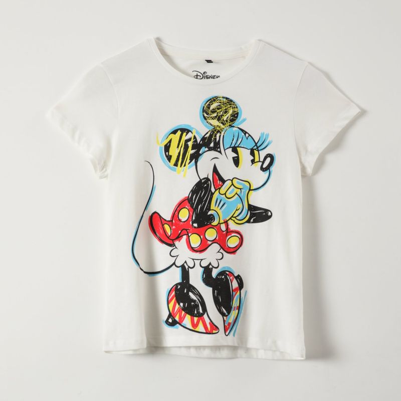 DISNEY - Polera Manga Corta Mujer Minnie Blanco Disney
