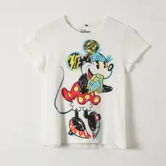 DISNEY - Polera Manga Corta Mujer Minnie Blanco