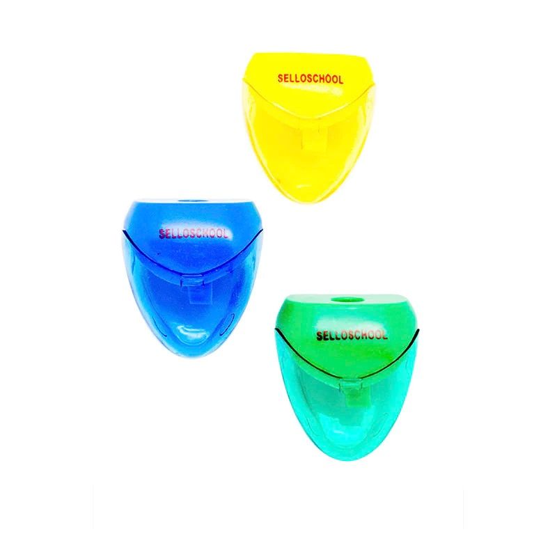 SELLOFFICE - Pack 3 Sacapunta plástico simple con depósito de colores