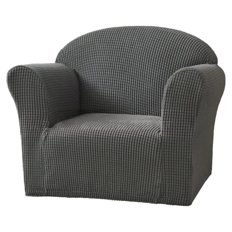 GENERICO - funda para sofá pequeño de 1 cuerpo tela cuadrille GRIS 90 A140 CM