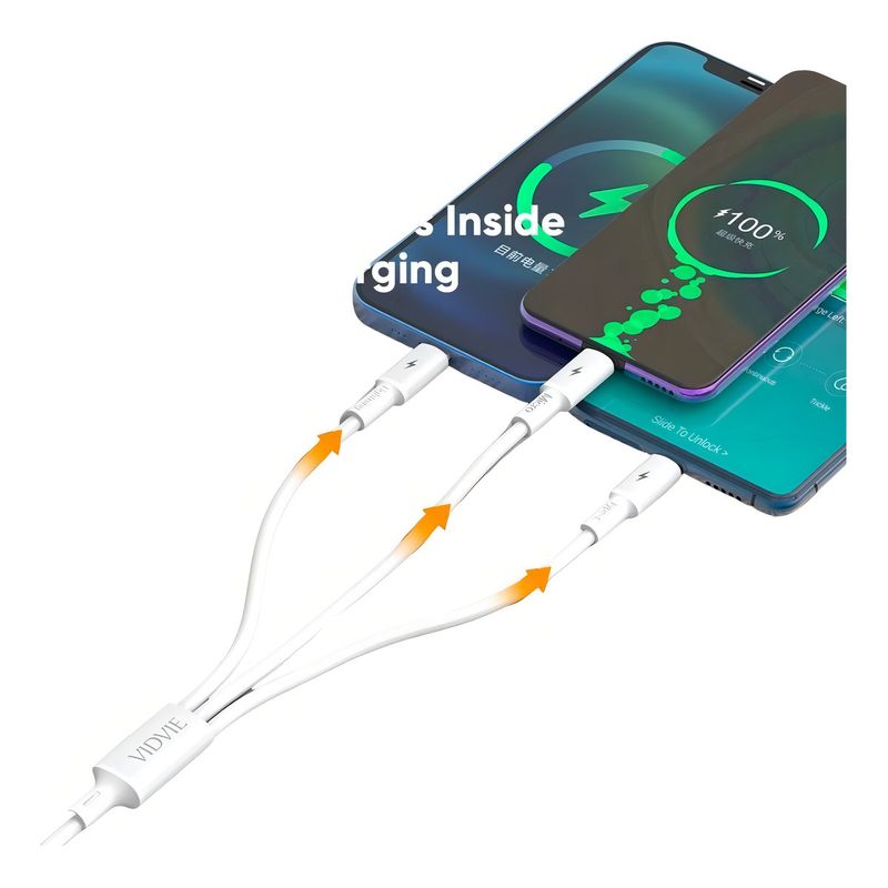 GENERICO - Cargador Triple Cable 3 En 1 Multiple Micro,tipo C,