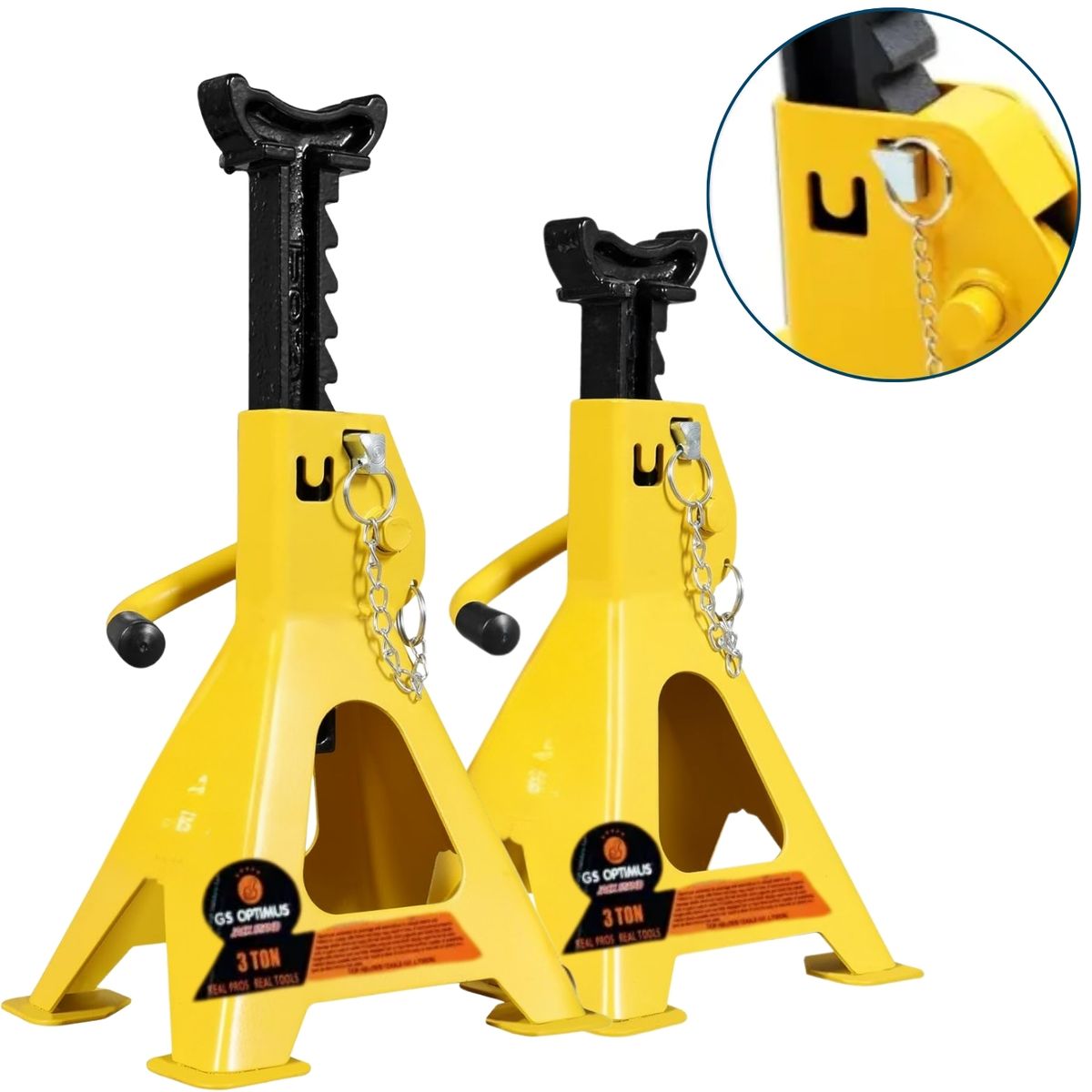 GENERICO - Banquillo Para Autos Caballete 3 Ton Con Seguro Gs Optimus