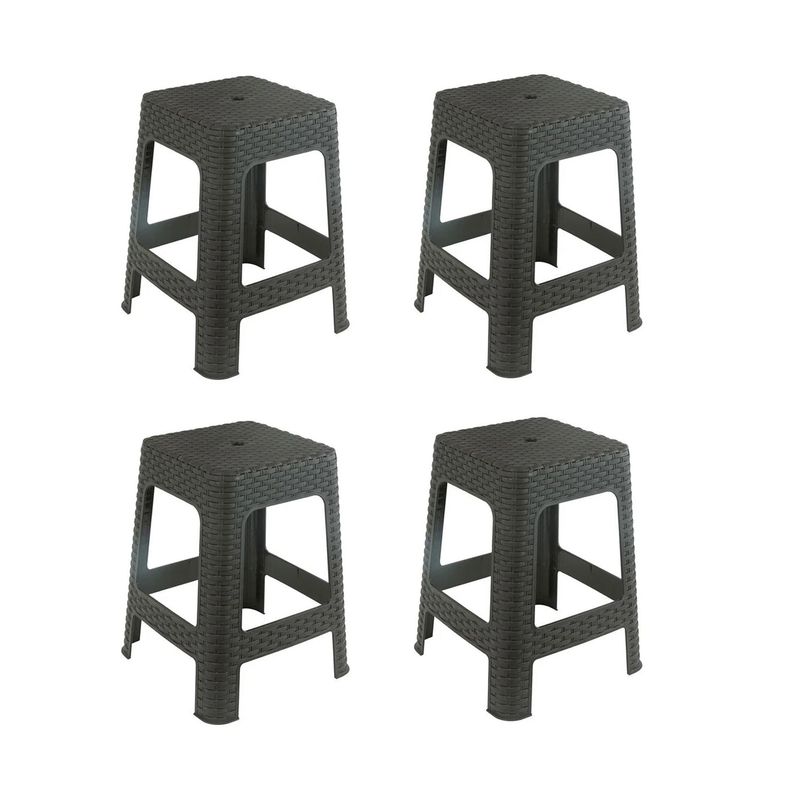 GENERICO - Pack 4 Pisos Banco Ratan 47cm Cafe