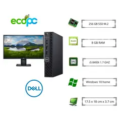 DELL - MicroPC Optiplex 3060M I5-8400T 1,70 GHz / 8GB / 256 SSD / WIFI /Monitor E2420HS