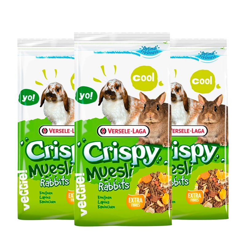 GENERICO - Pack X3 Alimento Versele Laga Crispy Muesli Conejos 400 gr