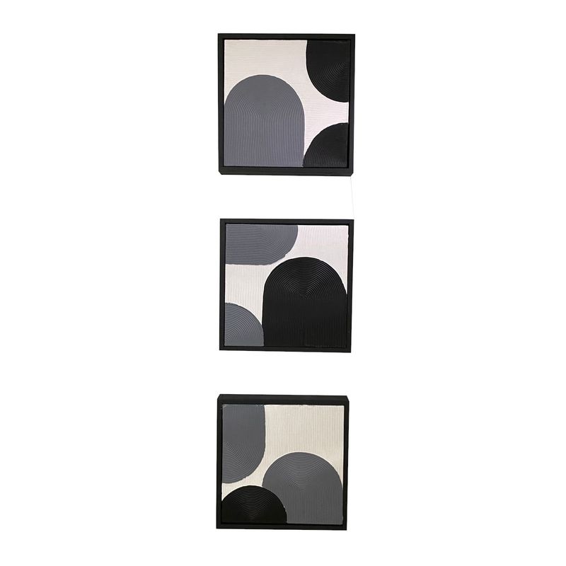 GENERICO - Cuadro decorativo texturizado tríptico contemporáneo 33x33 cm