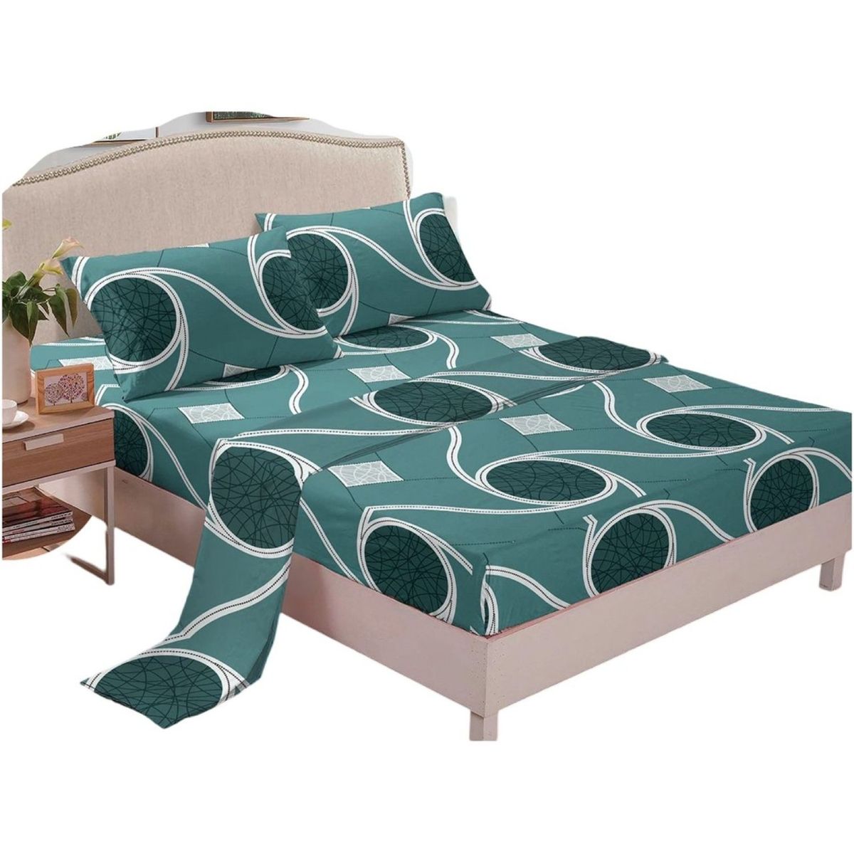 GENERICO - Juego Sábanas Algodón 2 Plazas Suaves 8O8