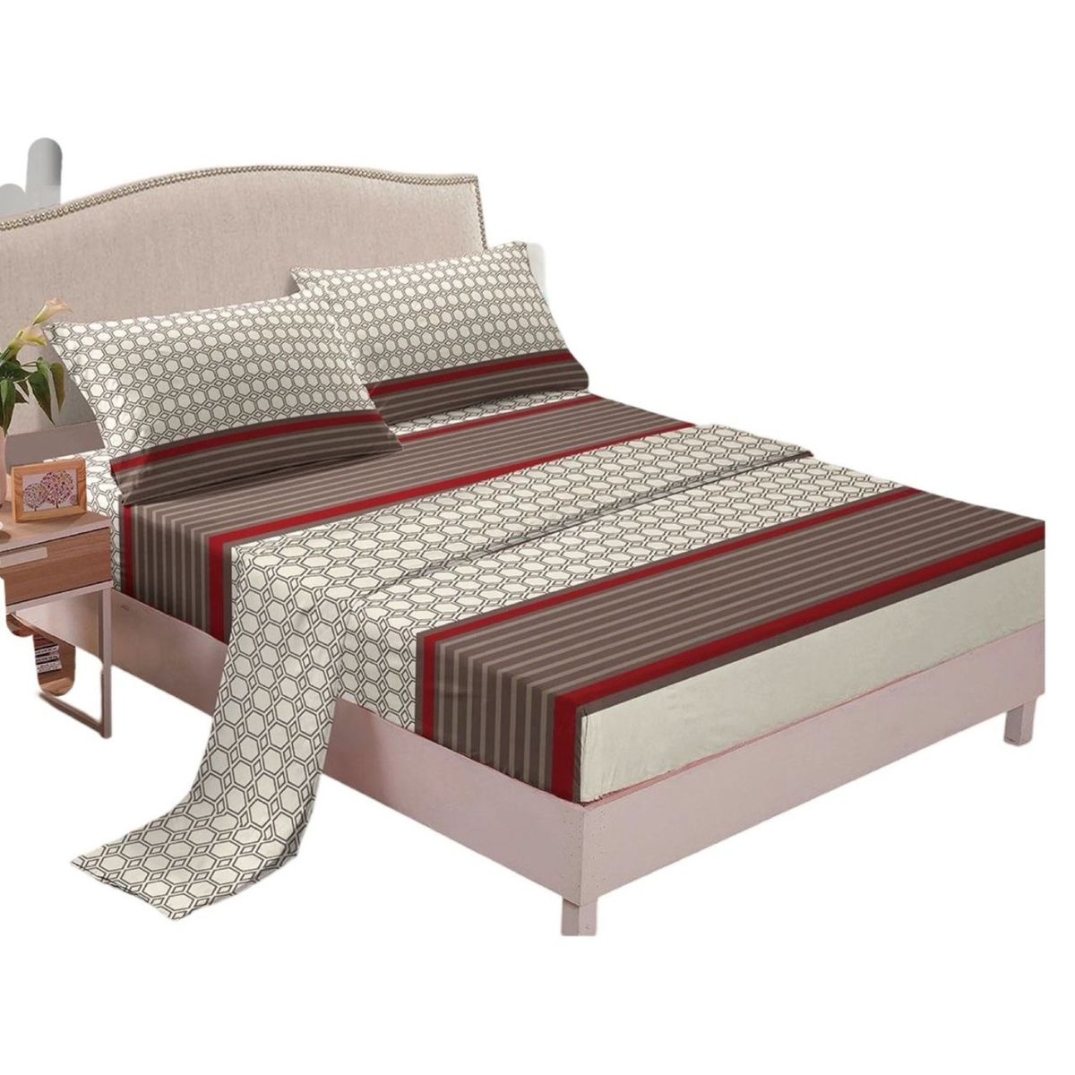 GENERICO - Juego Sábanas Algodón 2 Plazas Suaves 8O9