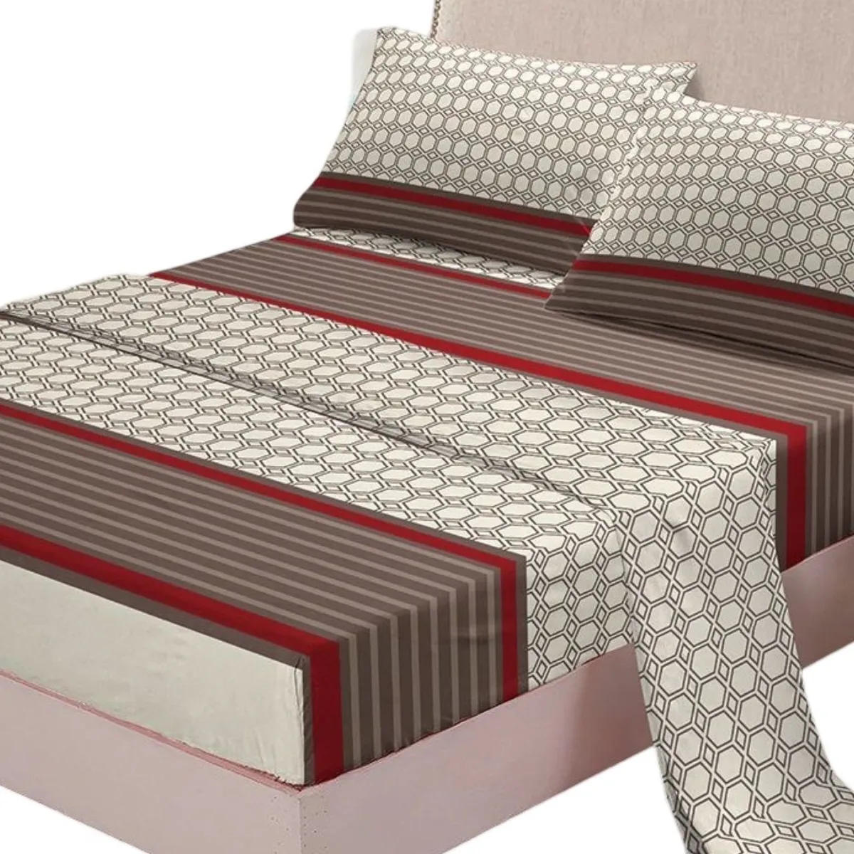 GENERICO - Juego Sábanas Algodón 2 Plazas Suaves 8O9