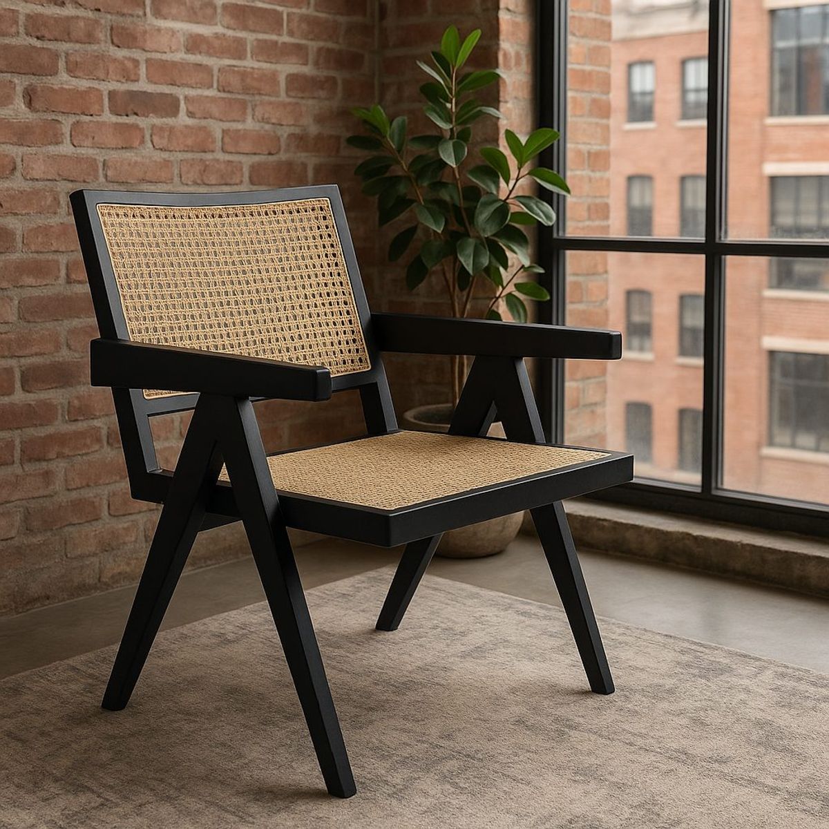 MEYA MUEBLES - Sitial Futra negro con brazos