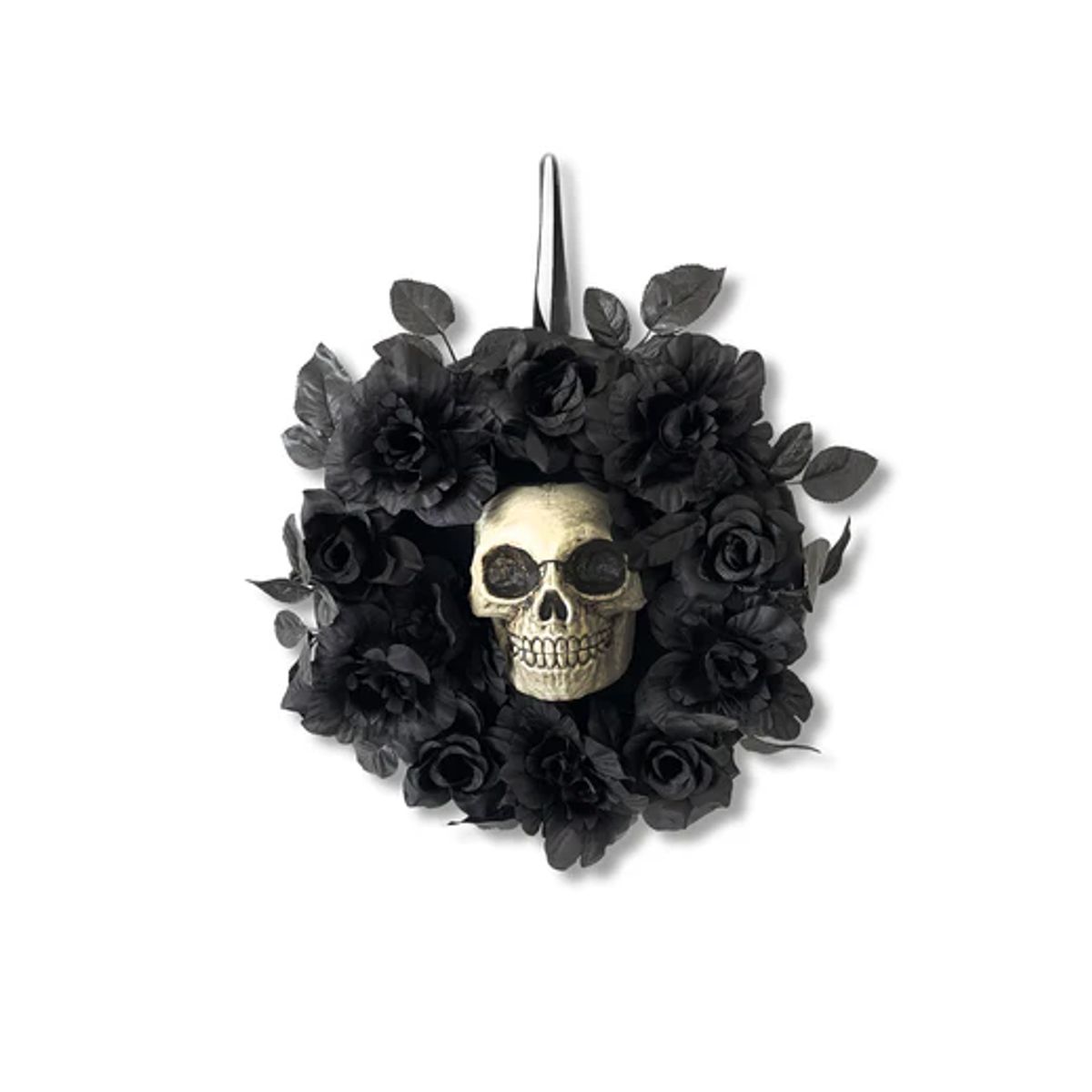 FRANK & MORTIS - Adorno Puerta Calavera Y Rosas Negras Deco Halloween F&m