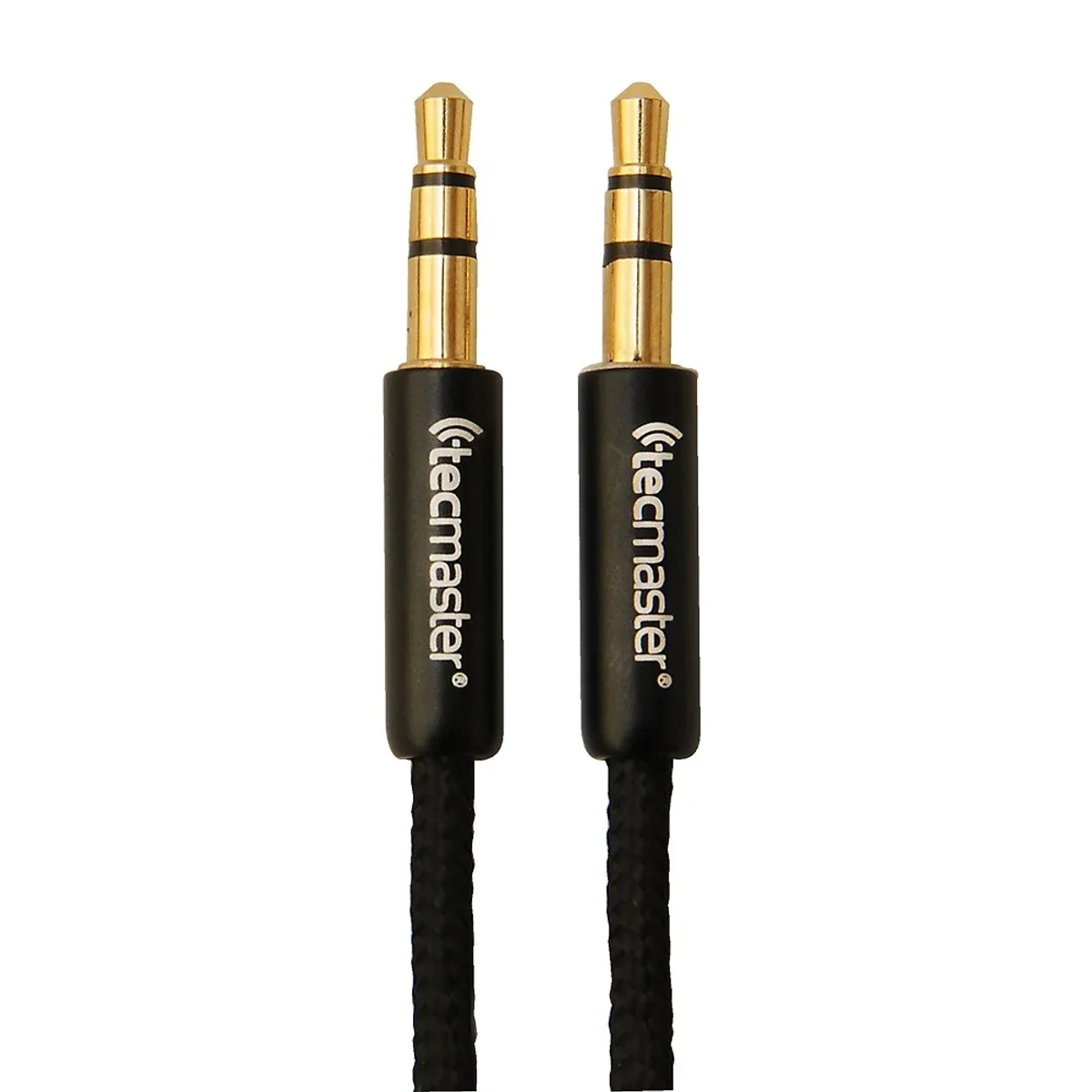 TECMASTER - Cable de Audio Auxiliar Audio 3.5 Mm De 1.8 Mts Textil Negro