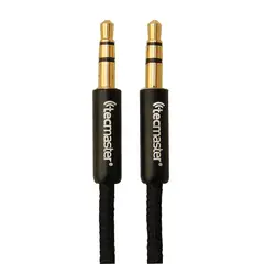 TECMASTER - Cable de Audio Auxiliar Audio 3.5 Mm De 1.8 Mts Textil Negro