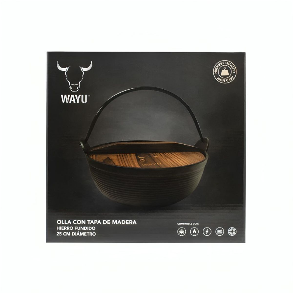 WAYU - OLLA CON TAPA DE MADERA WAYU IRON CAST