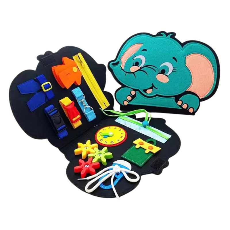 KIVARA - Tablero Sensorial Libro Bebe Desarrollo Sensorial Elefante