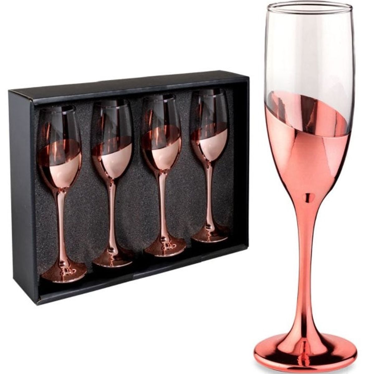 GENERICO - SET DE 4 COPAS ESPUMANTE COBRE