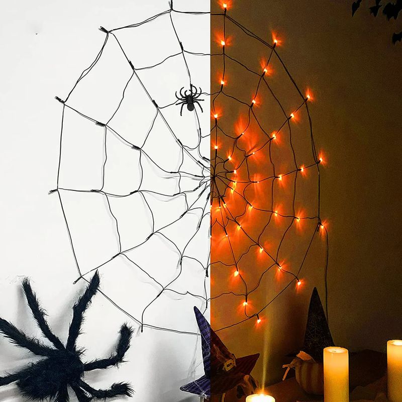 FRANK & MORTIS - Tela De Araña Con Luz Led Decoración 120 Cm Halloween F&m