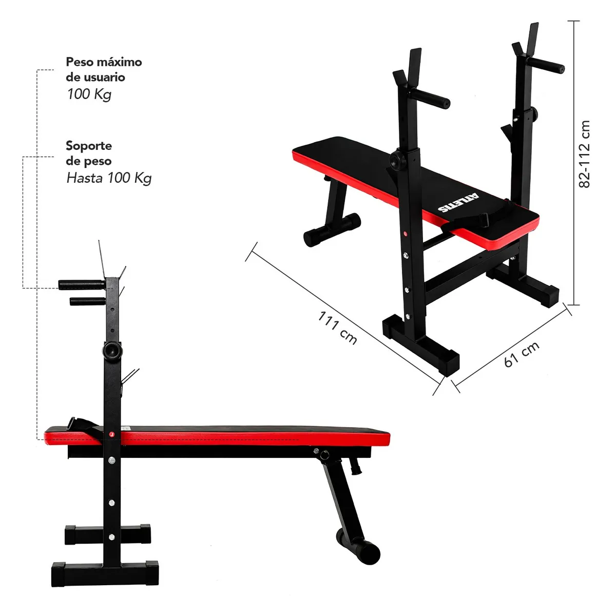 ATLETIS - Press Banca Atletis F1000 - 100 Kg de Carga
