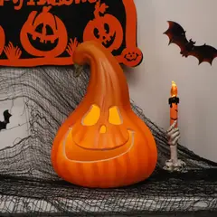 FRANK & MORTIS - Calabaza Con Luz Led 30x23cm Decoración Halloween F&m