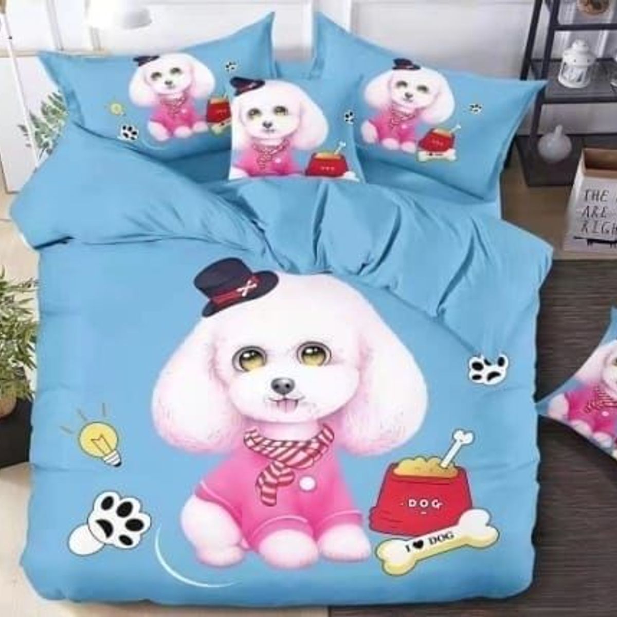 GENERICO - Cobertor Quilts de Verano Niño 1,5 plaza - Azul Perro Poodle
