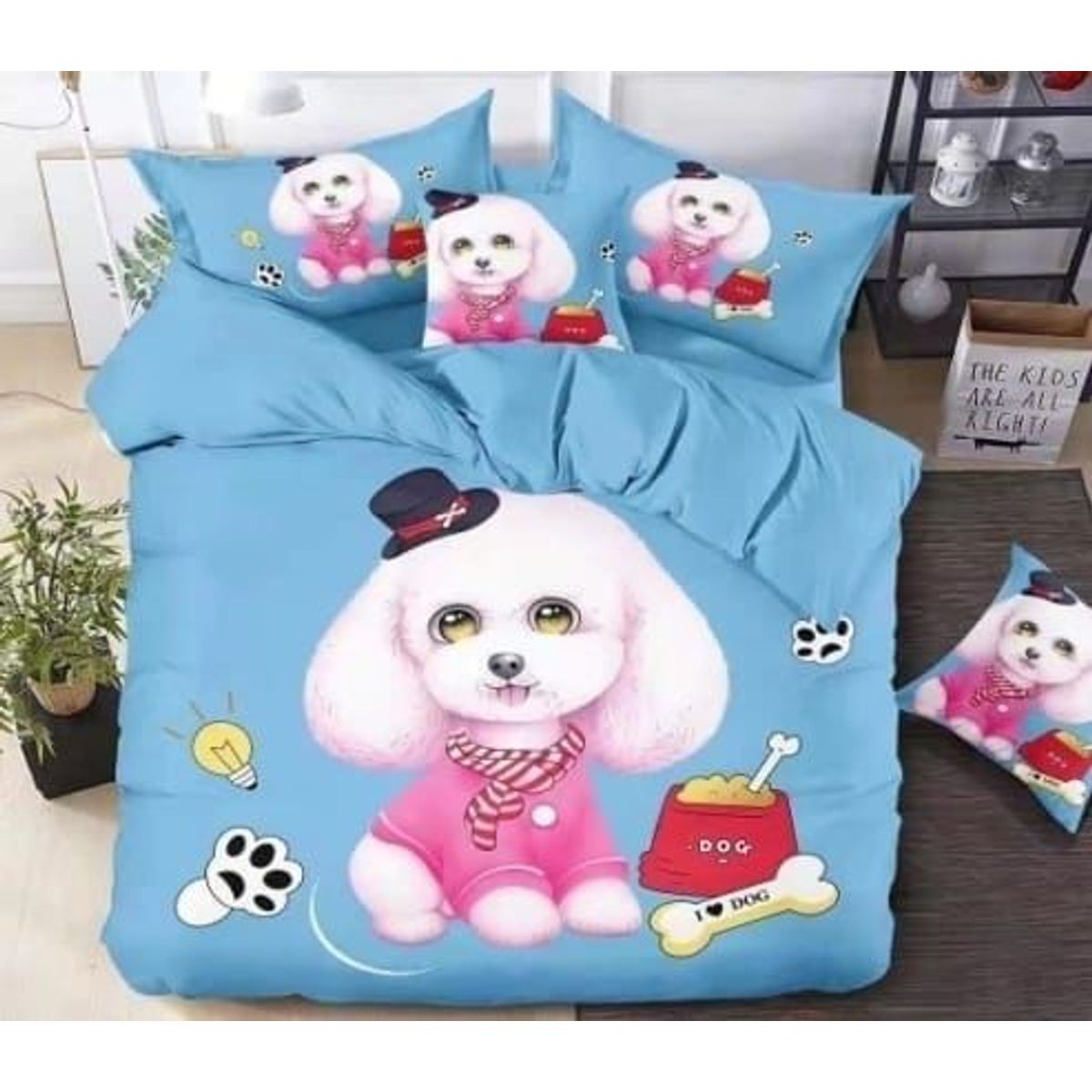 GENERICO - Cobertor Quilts de Verano Niño 1,5 plaza - Azul Perro Poodle