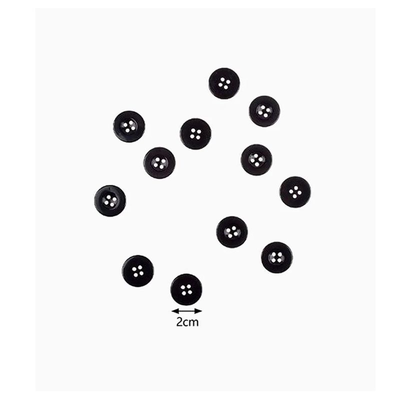 GENERICO - Botones Color Negro 12 piezas