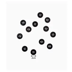 GENERICO - Botones Color Negro 12 piezas