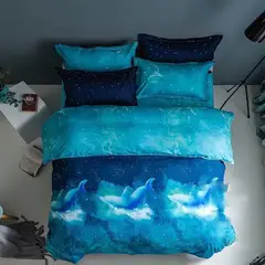 GENERICO - CUBRECAMA QUILT DE VERANO 1.5 PLAZAS CON DISEÑO DELFINES TF