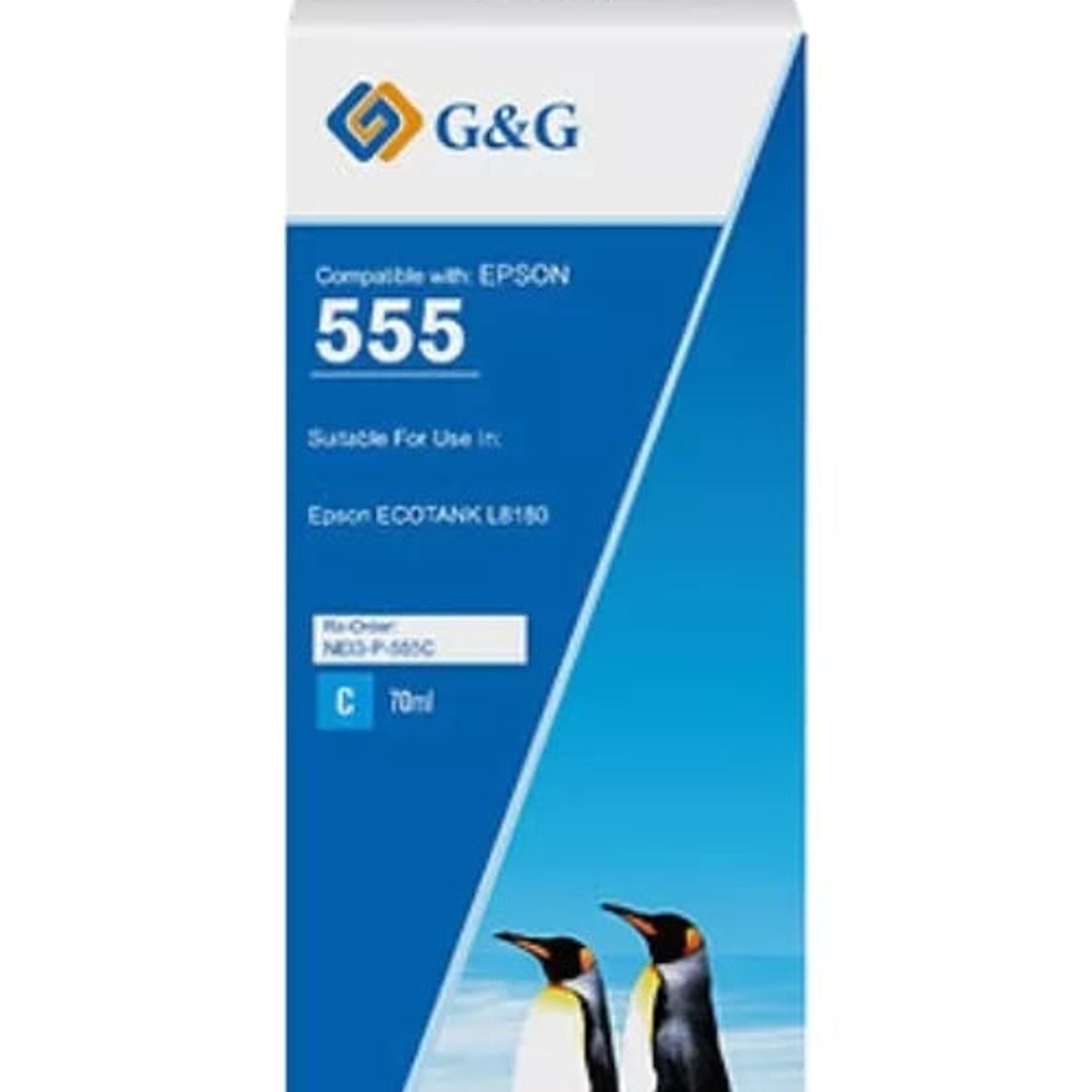 GENERICO - Tinta T555 Para Epson Color Cian 70 ml Premium L8160 L8180