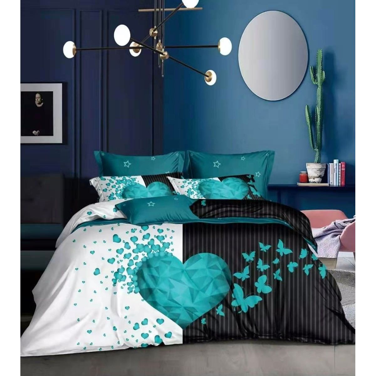 GENERICO - CUBRECAMA QUILT DE VERANO 1.5 PLAZAS CON DISEÑO DUOCOLOR CORAZON TF