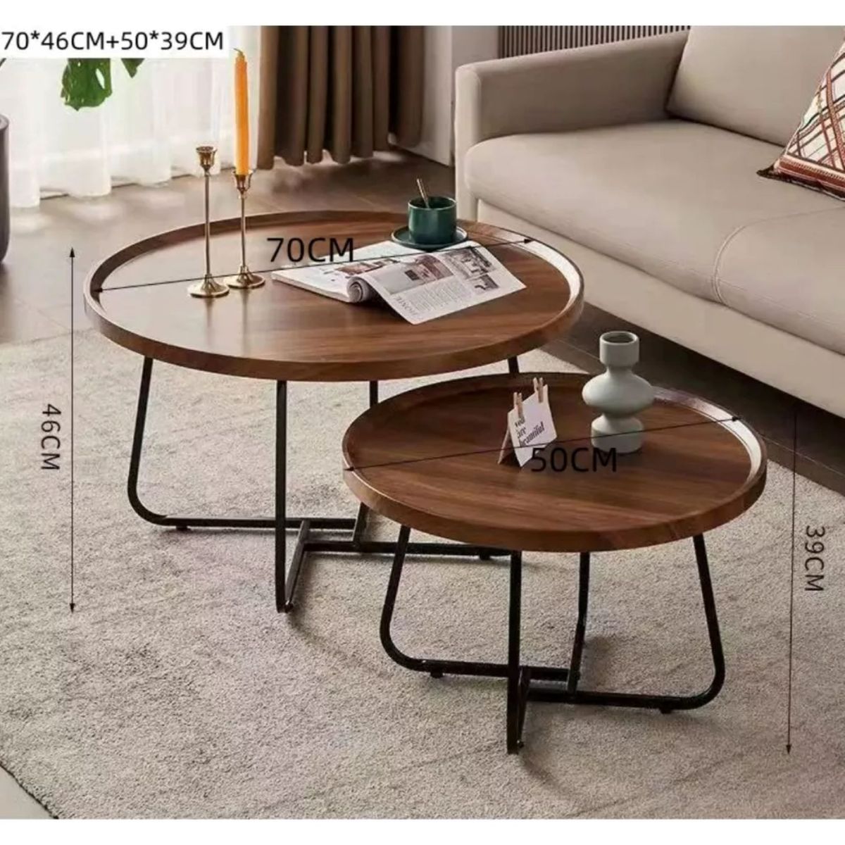 MUNDO MAGIA - Juego Mesa De Centro Madera Natural