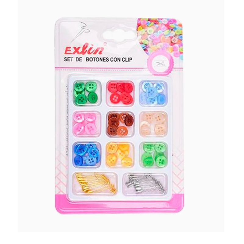 GENERICO - Set de Botones con Clips Colores Surtidos